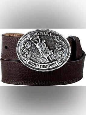 NWOT Ariat Boys Rodeo Champion Leather Belt Brown Size 24 Western Buckle